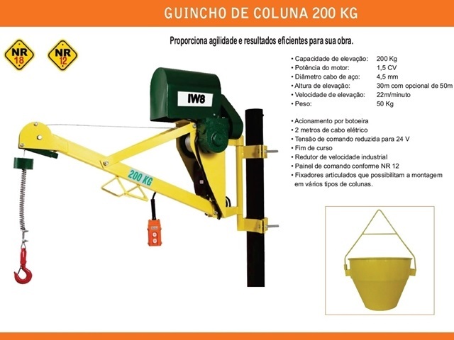 Foto - Guincho de Coluna IW8 de 200kg até 1000kg