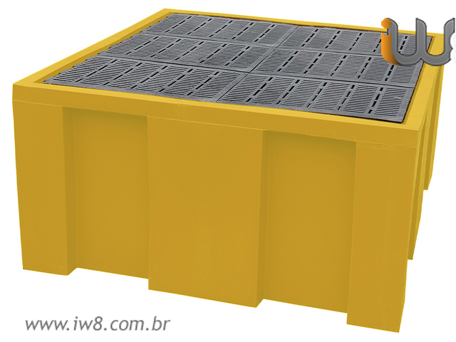 Foto - Pallet Contentor para Tambores Usado para Reter Vazamentos de Líquidos