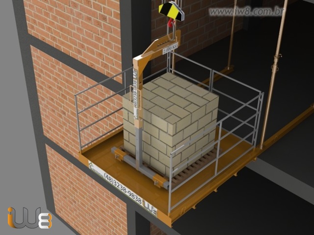 Foto - Plataforma para Descarga na Laje com Grua