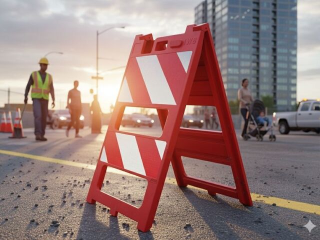 Foto - Cavalete de Sinalização Dobrável