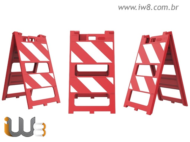 Foto - Cavalete Plástico Refletivo Dobrável