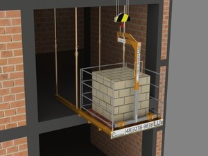 Foto - Plataforma para Descarga com Grua na Obra