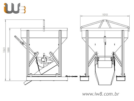 Balde 300L Descarga Central Lateral para Manipulador