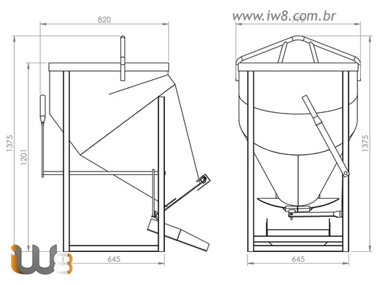 Balde 300L Descarga Lateral de Concreto para Gruas