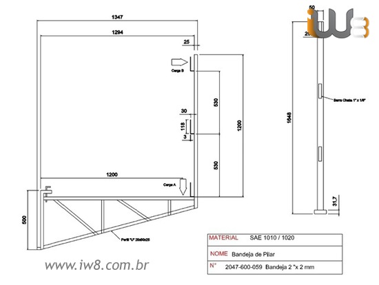 Bandeja Plataforma de Pilar 2x2mm