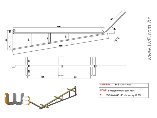 Bandeja Primária com Aba 2 x 3mm