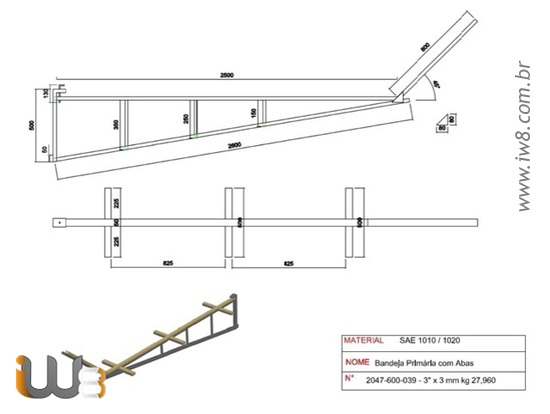 Bandeja Primária com Aba 3 x 3mm