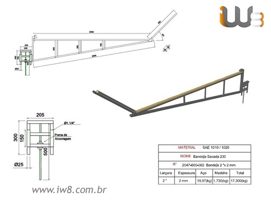 Bandeja Primária de Sacada 2 Pol 2mm