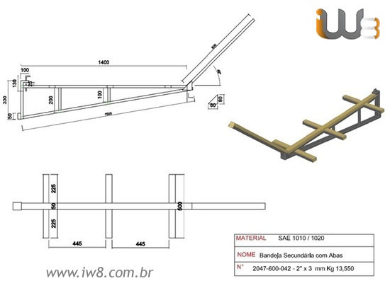 Bandeja Secundária com Aba 2 x 3mm