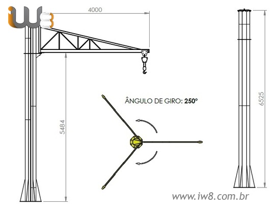 Braço Giratório de Coluna com Talha Manual de 500kg