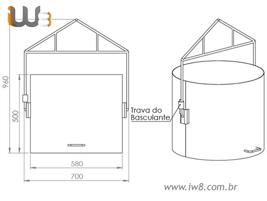 Caçamba 130 Litros para Mini Grua