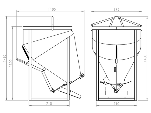 Caçamba de Concreto Grua 400l lateral