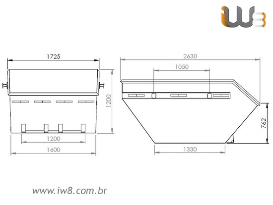 Caçamba Estacionaria Dimensões