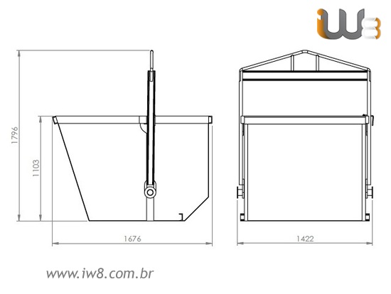 Caixa de Entulho Basculante 1,8m³ 1200kg