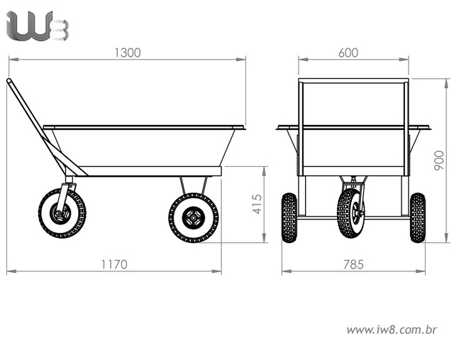 Carrinho de Transporte para Masseira 150 Litros