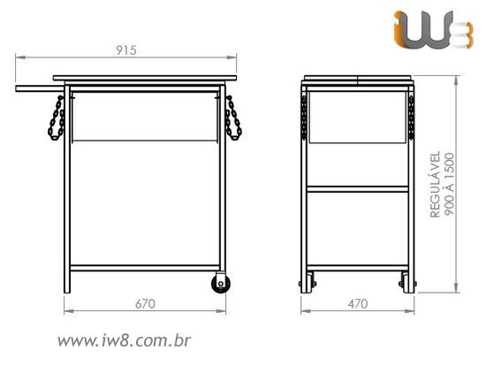 Carrinho Porta Masseira Metálica