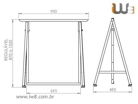 Cavalete de Ferro para Mesa com Altura Regulável