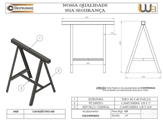 Cavalete Metalico Fixo