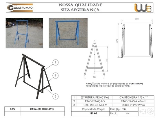 Cavalete Metalico Regulavel