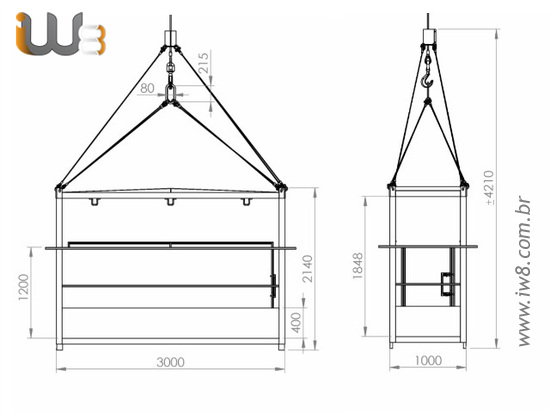 Cesta Aérea Metálica para Içamento de Pessoas