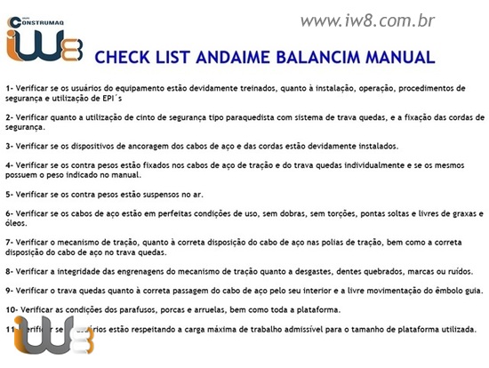 Check List Diário Andaime Suspenso NR18