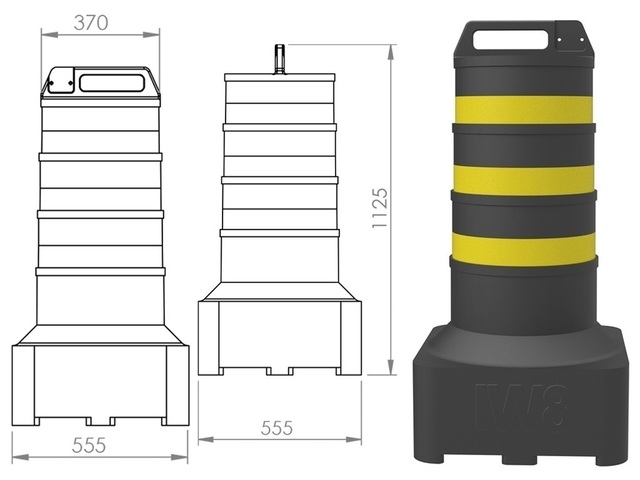 Cone Balizador Preto e Amarelo Super Cone