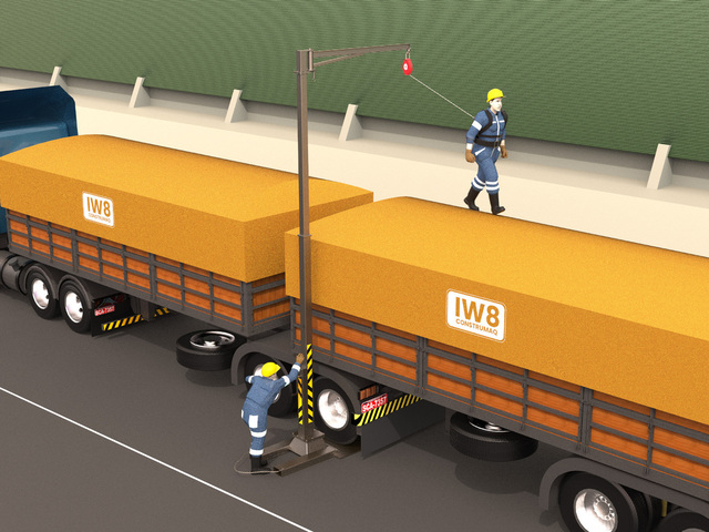 Descarga Caminhão Linha de Vida Coluna 360 Contra Peso Pneu