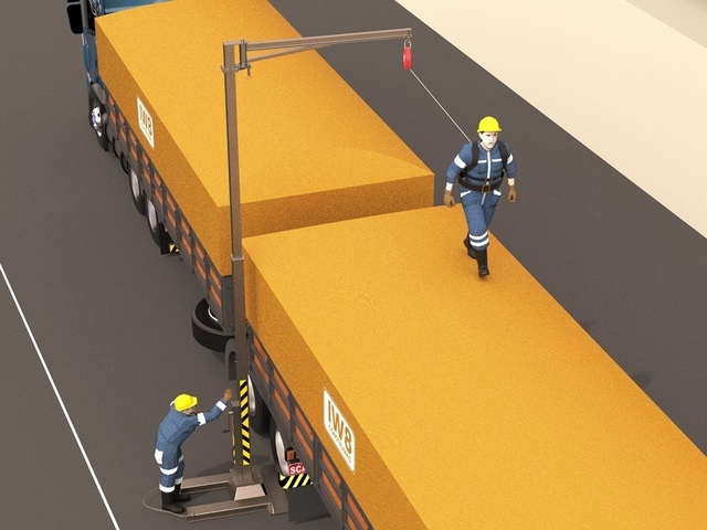 Desenlonar Caminhões Linha de Vida Carga e Descarga Contra Peso Pneu