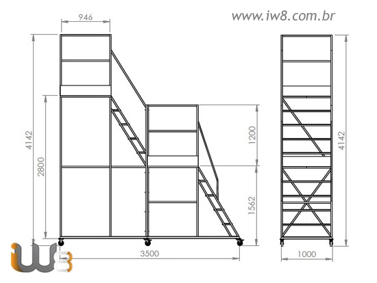 Escada Andaime Móvel com Plataforma