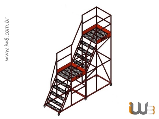 Escada de Ferro Móvel com Plataforma Dupla