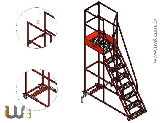 Escada Móvel com Segurança para Apoio
