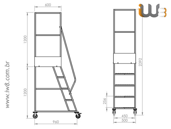 Escada Móvel de Ferro com Rodas