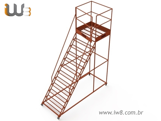 Escada Plataforma Industrial com Rodas