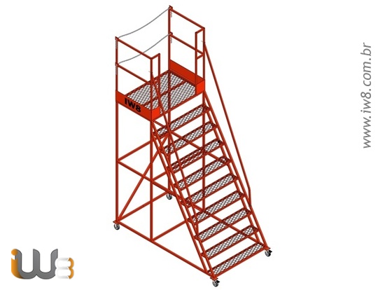 Escada Plataforma Industrial com Rodas