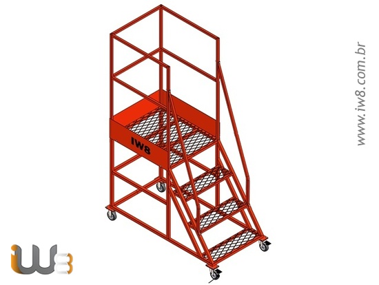 Foto do produto - Escada Plataforma 3 Degraus com Rodas