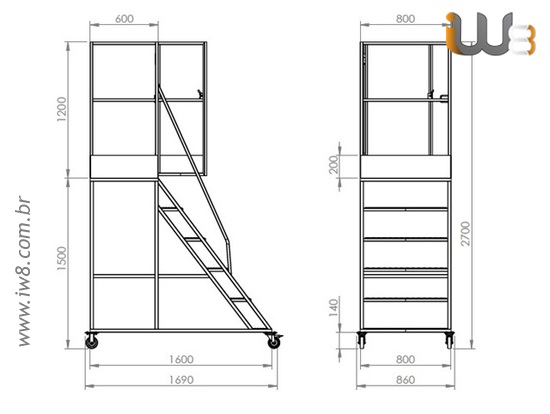 Escada Plataforma Quadrada