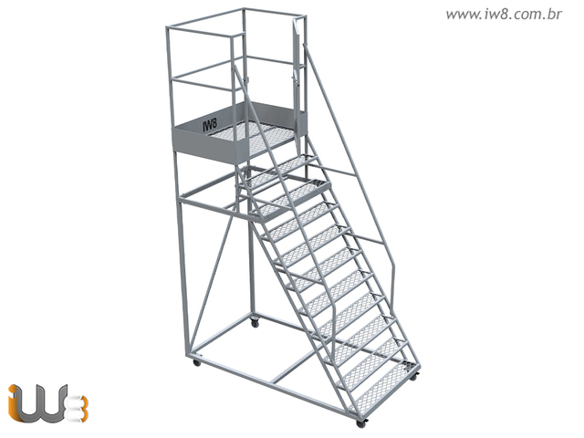 Foto do produto - Escada Tipo Plataforma com Rodas 10 Degrau