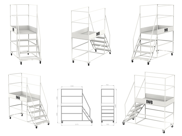 Escadas 4 Degraus Supermercado 1,2m Rodas