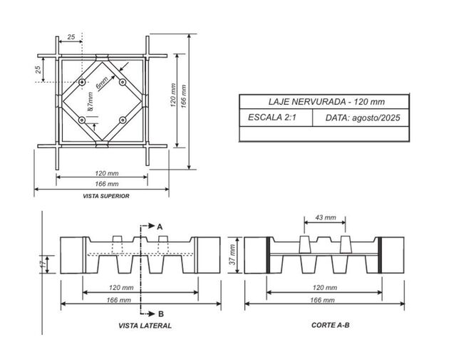 Espaçador para Laje Nervurada 120 cm