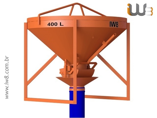 Funil de Concreto 400 Litros com Mangueira