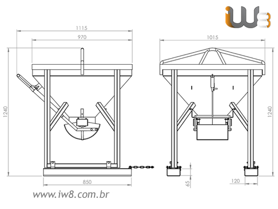 Funil Transporte Concreto 200 Litros