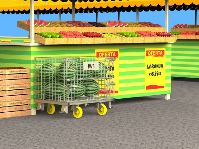 Gaiola de Aramado para Melância com Rodas