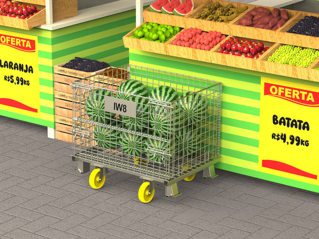Gaiola de Ferro para Frutas com Rodas Galvanizada
