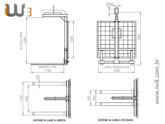 Garfo Paleteiro 3.000kg com Grade de Proteção Munck