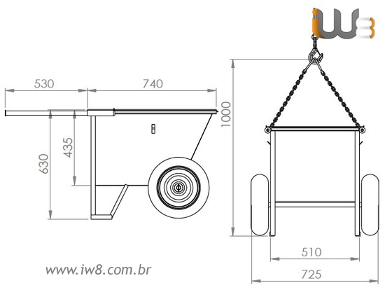 Girica de Obra Dimensões 130L