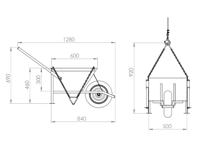 Guincho de Obra 75L 150kg Alça Içamento Concreto Grua Guincho