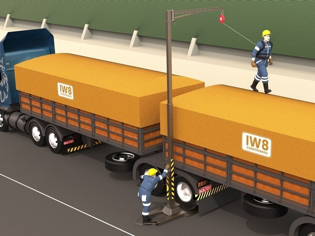 Linha de Vida para Caminhão Tanque Coluna 360 Contra Peso Pneu