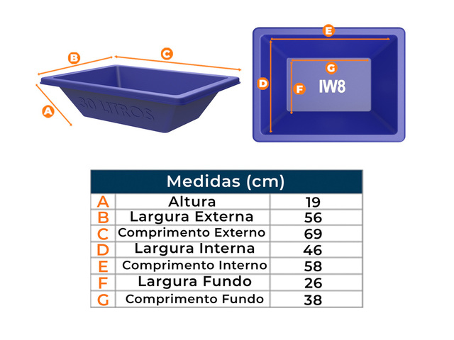 Masseira para Pedreiro 30 Litros 20x60x70