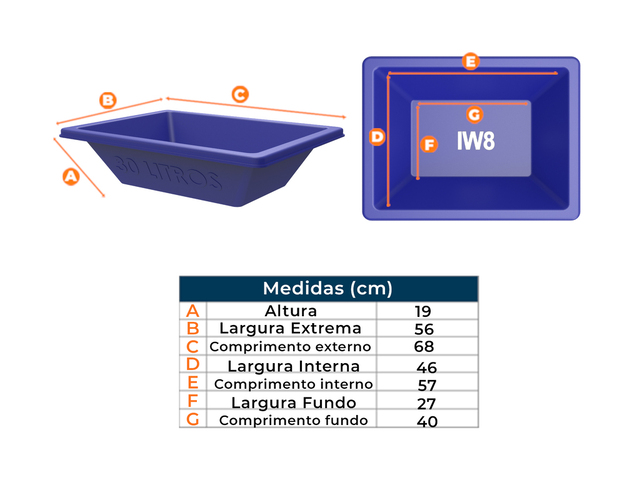 Masseira para Pedreiro 30 Litros 20x60x70
