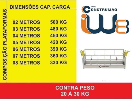 Medidas dos Andaime Suspensos Balancim Manual Leve